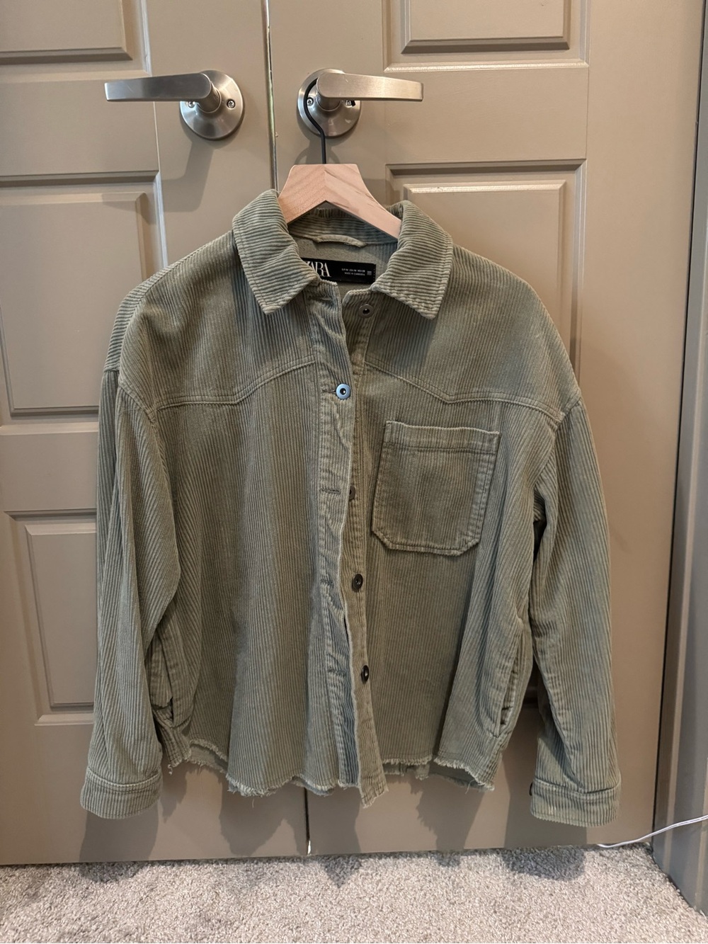 Zara Olive Green Corduroy Shacket